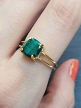 Sterling silver 925 Beautiful emerald double GemStone engagement Ring - $74.16