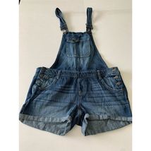 L.e.i. Junior Denim Blue Jean Shortalls Size L Adjustable Straps Bib Pocket - $272.41 MXN