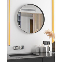 Metal Round Wall Mirror - Black - £68.84 GBP