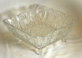Crystal Square Pinwheel Stars Candy Dish 4 Footed - £39.21 GBP