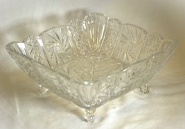 Crystal Square Pinwheel Stars Candy Dish 4 Footed - $49.49