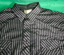 Vintage Wrangler Western Pearl Snap Stripped Shirt Men&#39;s 3XL Dress Shirt  - £10.54 GBP