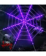 12FT Giant Halloween Spider Web 144 LED Light Up Outdoor Cobweb Garden D... - £15.84 GBP