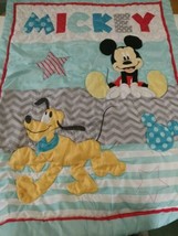 Chevron Disney Babies Mickey Pluto Crib Blanket Quilt Baby Bedding 30x40&quot;  - $29.99