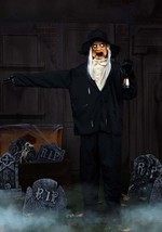 THIS IS HALLOWEEN! HUGE 7&#39; GRAVE ROBBER w LED LANTERN ANIMATRONIC HAUNT ... - $345.39