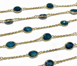 18k 22k 15TCW Natural Mined  blue sapphire station chain opera necklace - £5,494.21 GBP