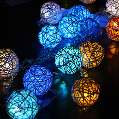 10/20/40 Led Rattan Balls Fairy String Decorative Lights Battery Operated Christ - £126.05 GBP