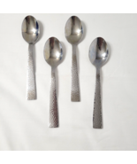 4 Teaspoons Godinger CASTELLO Hammered Stainless Flatware - £45.96 GBP