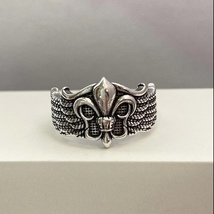 925 Silver Plated Adjustable Angel Wings Ring for Men Women,Punk Hip Hop Ring - £9.56 GBP