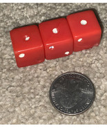 Three Regular 6-Sided Dice, Red w/ White Dots (faded &amp; cracked) - £1.59 GBP