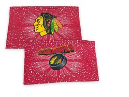 Vtg 90s Chicago Blackhawks NHL Hockey Pillow Case Red Shattered Dan River - $24.26