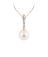 ANGARA Akoya Pearl Pendant in 14K Solid Gold (Grade: AAA | 7mm) - $962.10