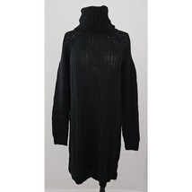 NEW John + Jenn Black Knit Sweater Dress Turtleneck Cold Shoulder Small - £23.22 GBP