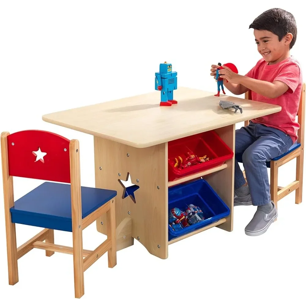 Children&#39;s Furniture – Red Child Table With Chair Wooden Star Table &amp; Ch... - $177.26