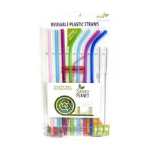 Plastic Drinking Straws Eco Friendly Reusable BPA Free  With Cleaning Brushes - £6.30 GBP