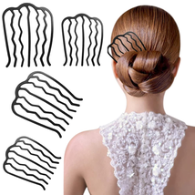 4 Pieces Vintage Side Combs U Shape French Twist Pin Hair Fork Clip Mess... - $10.45