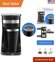 Quick Brew Compact Coffee Maker with Reusable Filter &amp; Insulated Travel Mug - $34.50