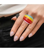 Multicolored Rainbow and Gold Dome Ring - $43.75 CAD