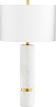 Table Lamp CYAN DESIGN ARCHER 1-Light Brass Off-White Marble Iron Linen ... - £856.90 GBP