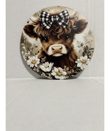 Highland Cow Wearing Plaid Bow  - $17.50