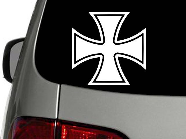 IRON CROSS Biker Vinyl Decal Car Wall Window Sticker CHOOSE SIZE COLOR - $3.13+
