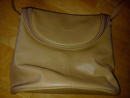 Maxx New York Genuine Cow Leather Beige Shoulder BAG-BARELY USED-ADJ. STRAP-NICE - £9.28 GBP