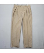 Perry Ellis Men Pants Size 36 Brown Preppy Micro Plaid Classic Pleated S... - £9.00 GBP