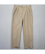 Perry Ellis Men Pants Size 36 Brown Preppy Micro Plaid Classic Pleated S... - $11.48