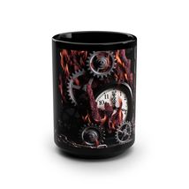 Steampunk Clockwork Gears Design Black Ceramic 15oz Coffee Mug Free Ship... - $24.28