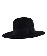 Wide Brim Bolero Round Cr Hat – Black 100% Wool Felt Round Crown Stiff F... - $50.07+
