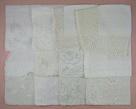 Vintage Hanky Lot One Dozen White Wedding Handkechiefs (Lot #88) - £79.93 GBP