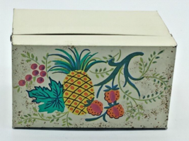 Vintage Design J Chen Metal Recipe Box Recipes Pineapple Fruit n Berries - $12.73