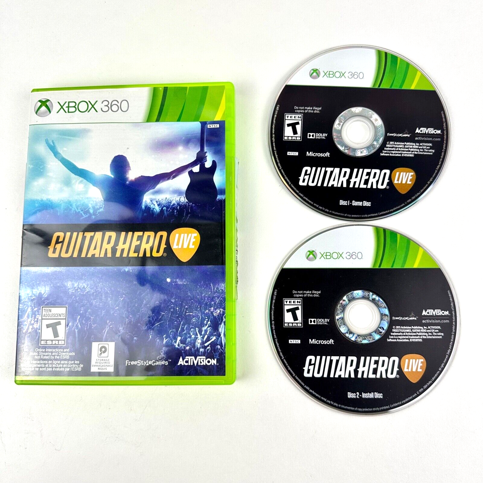 Primary image for Genuine Microsoft XBOX 360 Guitar Hero Live 2 Disc Video Game "T" 2004