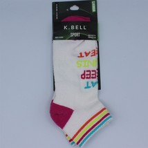 K. Bell Sport Womens Ankle Socks Eat Sleep Tennis Repeat Size 9-11 White - £6.16 GBP