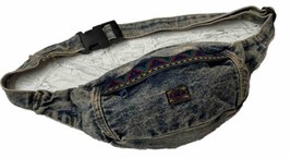 VTG Retro 80s Acid Wash Denim Jean Fanny Pack Belt Bag Zip Pouch Southwe... - $24.16