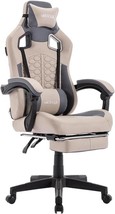 Gaming Chair With Massage,Ergonomic Pc Gaming Chair With Footrest, Grey - £106.94 GBP