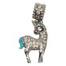 GNOCE Unicorn Charm 925 Sterling Blue Enamel Clear Rhinestone Fits Other Barells - £15.44 GBP