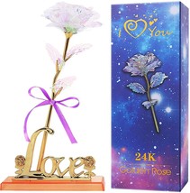 Colorful Rose Artificial Flower Rose Gift Love Stand Unique Gifts Mother Day - £15.50 GBP