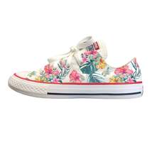 Tropical Floral Shoes - Custom White Low Tops - Men&#39;s And Women&#39;s Shoes - £142.75 GBP