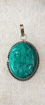 Turquoise agate Gemstone Pendant Silver Plated Large Jewelry - £6.95 GBP