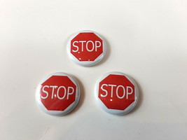 Stop Sign Buttons Pins Lot of 3 NOS 1&quot; Traffic Pinback Driving Flair 2002 - £3.14 GBP
