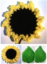 Crochet Patterns PDF for Sunflowers &amp; Leaves Coasters &amp; Hot Pads #2324B - £1.57 GBP