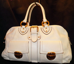 Marc Jacobs Made in Italy Venetia Satchel Ivory Leather Shoulder Bag Han... - £272.86 GBP