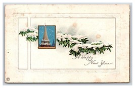 Happy New Year Winter Landscape Pine Boughs Embossed DB Postcard U17 - $2.92