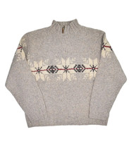 Eddie Bauer Legend Lambswool Sweater Mens L 1/4 Zip Nordic Okanogan Handknit - £30.36 GBP