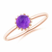 ANGARA Solitaire Amethyst Ring with Beaded Halo for Women in 14K Solid Gold - £270.27 GBP