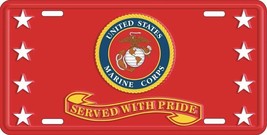 Served w/Pride USMC Red Metal License Plate - £9.65 GBP