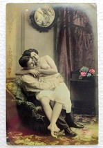 Original French Nude woman breasts sitting c1910 tinted color postcard post card - £35.33 GBP