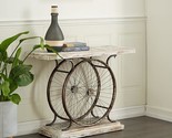 Deco 79 Wood Bike Wide Slatted Top Console Table with Dual Wheel Frame a... - $465.99
