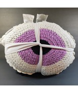 Pair of  Crochet Eyeball Pillow Knit by Hand Purple &amp; White 15&quot;  London ... - $33.95